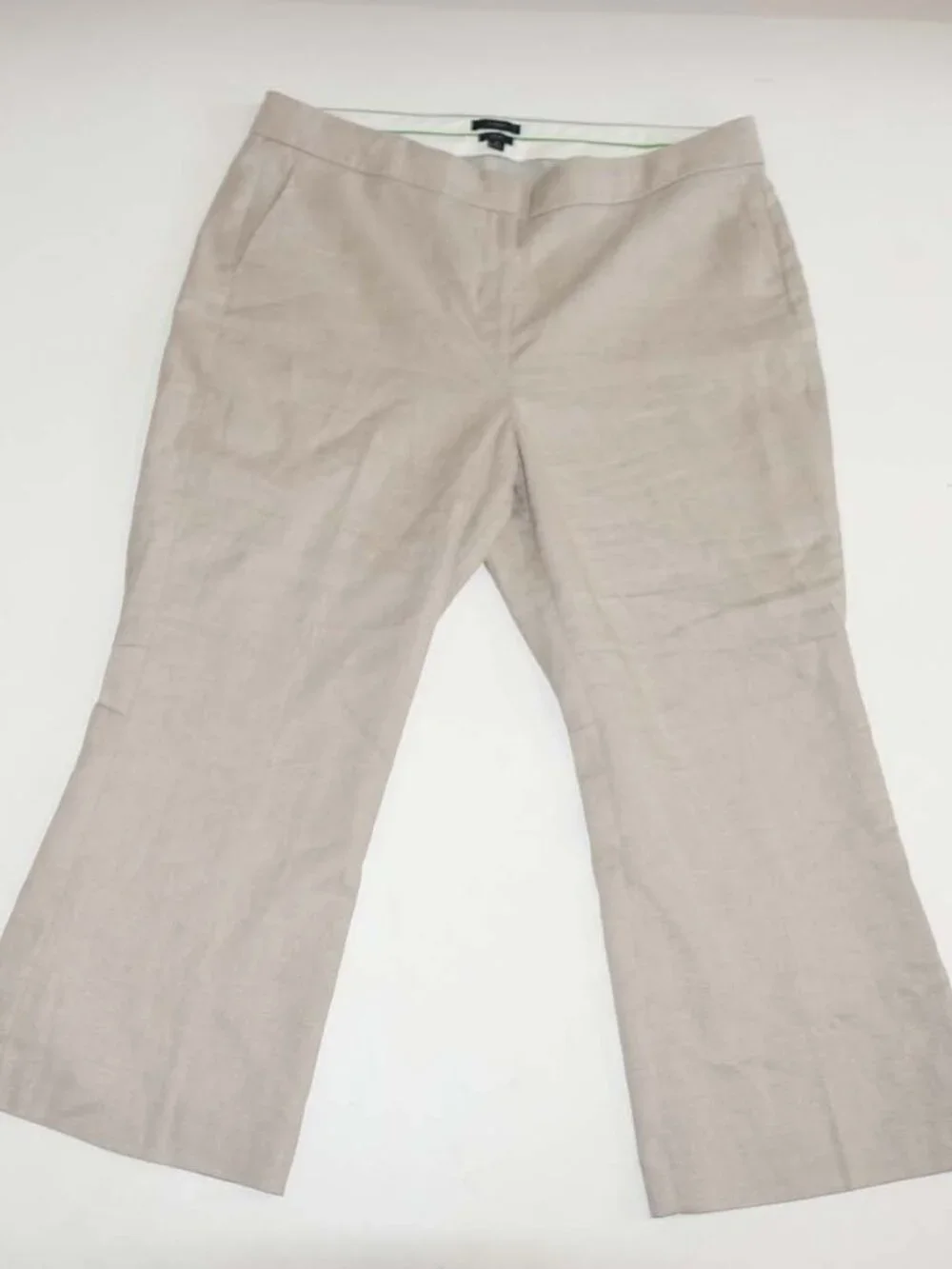 J. Crew Women's Hayden Kickout Crop Pants Size 18 Beige Linen Blend Flare AV388